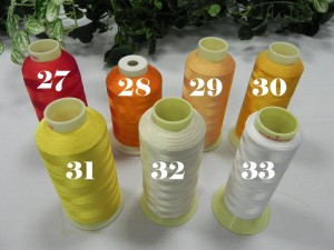 27-červená, 28-oranžová, 29-merunková, 30-tm. žltá, 31-žltá, 32-šampus, 33-biela